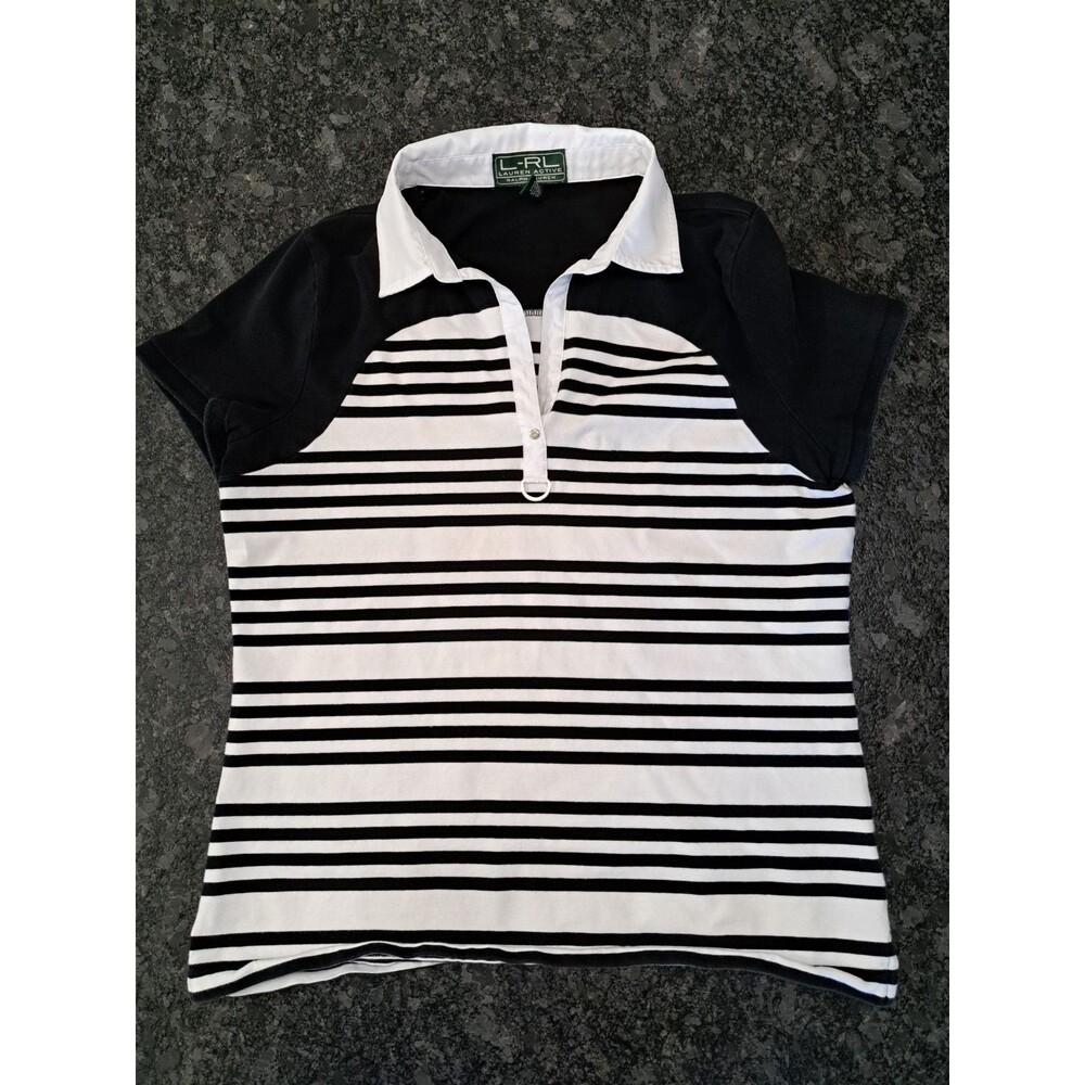Ralph Lauren Yellow Tee & LRL Active Black & White Stripe Top Women's Size Large - Picture 9 of 15
